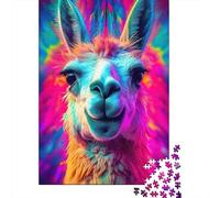 Retrato de Llama Vibrante 1000 Piezas Stock De Cartas Premium Rompecabezas De Bricolaje Niños Principiantes Desafío Juego Educativo Alivio del Estrés 70x50cm/1000pcs