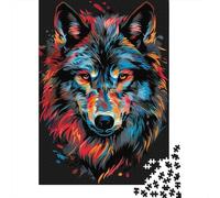 Retrato de Lobo Colorido 1000 Piezas Adultos Puzzle Niños Regalo DecoracióN Familiar Creativo Regalo 70x50cm/1000pcs