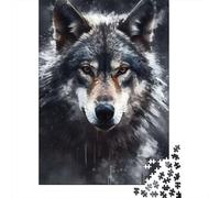 Retrato de Lobo Gris Puzzle de 1000 Piezas Papel para Adultos Estilo Bosque Juego de Puzzle 1000 Piezas Relajación Decoración Regalo 52x38cm/1000pcs