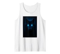 Retrato de Lobo místico con Ojos Azules Noche ilustración Camiseta sin Mangas