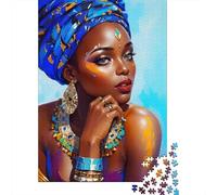 Retrato de Mujer Africana Puzzle De 1000 Trozos Papel Grueso Rompecabezas Compatible con Tabla Noche De Juegos En Familia Horas Entretenimiento 52x38cm/1000pcs