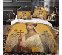 Retrato de Mujer Joven Juego De Cama,Estilo Medieval Funda De Edredón De Microfibra con Impresión 3D,con Funda De Almohada para Niños Y Adultos Super King(260x220cm)