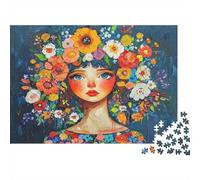 Retrato de niña Floral 1000 Piezas Stock De Cartas Premium Rompecabezas Conjunto Amantes De La Familia Divertido Juego Alivio del Estrés Decoración De Paredes 38x26cm/1000pcs