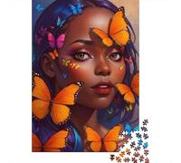 Retrato de niña Mariposa Set De Rompecabezas 1000 Piezas para Apasionados, Cartón Reciclado, Decoración Interior, Regalo Navideño Festivo, Reto Cerebral 38x26cm/1000pcs