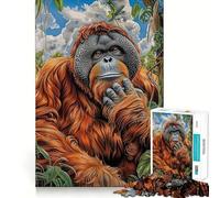 Retrato de orangután para Adultos, Rompecabezas de 1000 Piezas, Juguete Que desafía la Mente, Escape Tranquilo, Pieza de colección de Arte de Corte de Calidad (50x75cm)