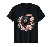 Retrato de Oso Entre Flores de Magnolia Camiseta
