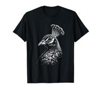 Retrato de Pavo Real Amante de Aves Blanco y Negro Camiseta