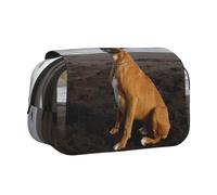 Retrato de Perro bóxer marrón Playero Estuche para lápices portátil con Doble Concha y Cremallera