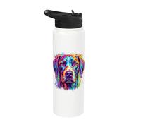 Retrato De Perro Colorido Braco Alemán De Pelo Corto Stainless Steel Insulated Water Bottle