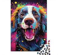 Retrato de Perro Colorido Puzzle de 1000 Piezas Cartón para Adultos Estilo Artístico Vivo Juego de Puzzle 1000 Piezas Relajante Hogar Regalo 52x38cm/1000pcs