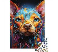 Retrato de Perro Colorido Puzzle de 1000 Piezas Papel para Adultos Estilo Graffiti Artístico Relajación Enfoque Decoración Familiar Regalo 70x50cm/1000pcs
