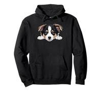 Retrato de perro con cara de cachorro Border Collie Sudadera con Capucha