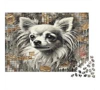 Retrato de Perro de Pelo Largo Puzzle de 1000 Piezas Papel para Adultos Estilo Artístico Relajación Juego Familiar Decoración Regalo 38x26cm/1000pcs