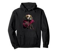 Retrato de Perro Elegante Moda Pet Vino Tinto Gráfico Sudadera con Capucha