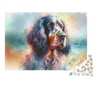 Retrato de Perro en Acuarela. Colorido Retrato de Perro Spaniel en Acuarela. Rompecabezas de 1000 Piezas. Regalo de cumpleaños para Adultos bellamente ilustrado. 70x50cm/1000 Piezas.