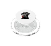 Retrato de Perro Labrador con Lazo Rojo de Black Lab Puppy PopSockets PopGrip para MagSafe