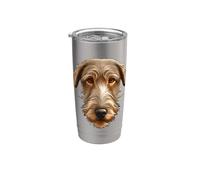 Retrato de perro lobo irlandés con contorno negro Vaso térmico de acero inoxidable de doble pared