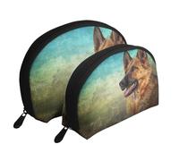 Retrato de Perro Pastor alemán Imprimir, Bolsa de Maquillaje de Concha, Monedero pequeño para Mujer, Bolsa de artículos de tocador, Bolsa de cosméticos, 2 Piezas