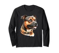 Retrato de Perro Staffordshire Bull Terrier Manga Larga