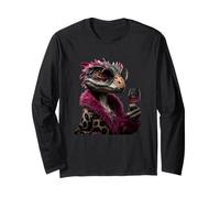 Retrato de Reptil Elegante Moda Lagarto Vino Gráfico R Manga Larga