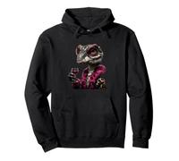 Retrato de Reptil Elegante Moda Lagarto Vino Gráfico R Sudadera con Capucha