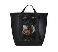 Retrato de Schnauzer Gris Oscuro,Bolsas de almuerzo de gran capacidad, bolsa de mano térmica para mujeres, hombres, trabajo, picnic, viajes.