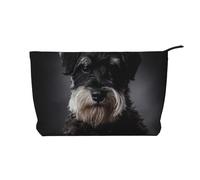 Retrato de Schnauzer Gris Oscuro,Neceser de Pana, Neceser de Maquillaje portátil, Neceser de Viaje