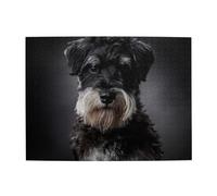 Retrato de Schnauzer Gris Oscuro, Rompecabezas de 500 Piezas para Adultos. Rompecabezas de Madera para Adultos Mayores.