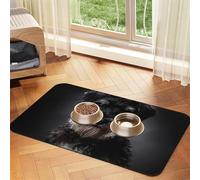 Retrato de Schnauzer Gris Oscuro,Tapete para Comida de Mascotas, manteles Individuales de Cuero sintético para Gatos y Perros,30x45cm