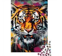 Retrato de Tigre Colorido Puzzle de 1000 Piezas Papel para Adultos Estilo Arte Graffiti Relajación Decoración Regalo 70x50cm/1000pcs