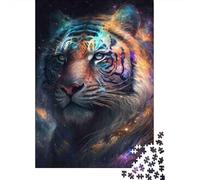 Retrato de Tigre cósmico 1000 Piezas Papel Puzzle para Adultos Adultos Portátil Actividad De Vinculación Familiar Desafiante Y Divertido Rompecabezas 52x38cm/1000pcs