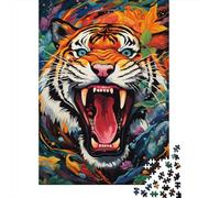 Retrato de Tigre Vivo Puzzle de 1000 Piezas Material de Papel para Adultos Escena Artística de Fauna Juego de Puzzle 1000 Piezas Relajante Decoración Regalo 70x50cm/1000pcs