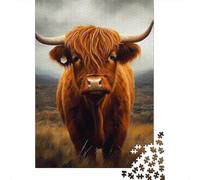 Retrato de Toro de Highland Paquete De 1000 Piezas Papel Ecológico Personas Que Aman Entrenamiento Cerebral Fácil Limpiar Noche De Juegos En Familia 70x50cm/1000pcs