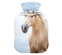 Retrato de un caballo bolsa de agua caliente y cubierta suave y cálida para cama de invierno cuello mano cuello y hombros, 2 L