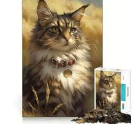 Retrato de un Gato Maine Coon Rompecabezas de 1000 Piezas para Adultos Regalo Ideal para desarrollar la lógica Juguete para Disfrutar de un Corte preciso y Elegante (38x26cm)