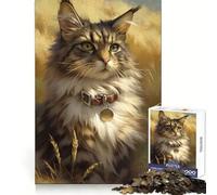 Retrato de un Gato Maine Coon Rompecabezas de 1000 Piezas para Adultos Regalo Ideal para desarrollar la lógica Juguete para Disfrutar de un Corte preciso y Elegante (38x26cm)