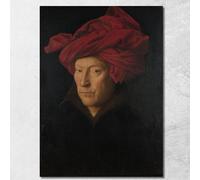 Retrato de un hombre Jan Van Eyck, jve1 - Cuadro impreso sobre lienzo Fine Art, enmarcado listo para colgar, montado a mano, 50 x 70 cm
