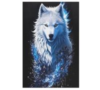 Retrato de un lobo blanco 1000 piezas rompecabezas para adultos rompecabezas de madera rompecabezas familiar rompecabezas para adultos niños a partir de 12 años 78 × 53 cm