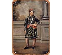 Retrato de un príncipe indio - Esculturas de pared vintage de la realeza india, letrero para decoración del hogar, decoración de arte vintage, letrero de metal de 12 x 8 pulgadas