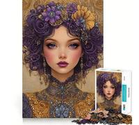 Retrato de una Chica con Cabello Morado Rompecabezas para Adolescentes de 1000 Piezas Rompecabezas Mental Informal y Relajante Imagen para armar Regalo conmovedor (38x52cm)