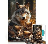 Retrato de una Familia de Lobos en un Bosque otoñal Rompecabezas de 1000 Piezas para Adolescentes Juego de Entrenamiento cognitivo Ajuste, Compacto y Divertido para Jugar en Familia (50x75cm)