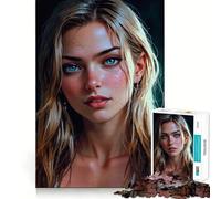Retrato de una Mujer de Ojos Azules Rompecabezas de 1000 Piezas para Adolescentes Juguete para ejercitar la Mente Juego Relajante Corte Premium (38x52cm)