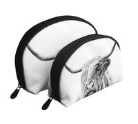 Retrato de una Vaca de Las Tierras Altas, Bolsa de Maquillaje de Concha, Monedero pequeño para Mujer, Bolsa de artículos de tocador, Bolsa de cosméticos, 2 Piezas
