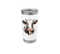 Retrato de vaca lindo - Cabeza de vaca - Animal de granja - Toro enojado Vaso térmico de acero inoxidable de doble pared