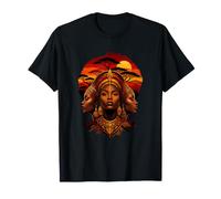 Retrato del Atardecer de la Reina Africana de la Diosa de Camiseta