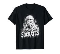 Retrato del filósofo Griego Antiguo de Sócrates Camiseta gráfica económica, Hombre, Negro, L