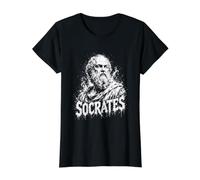 Retrato del filósofo Griego Antiguo de Sócrates Camiseta gráfica económica, Mujer, Negro, L