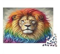 Retrato del león del Arco Iris Rompecabezas Imposible,desafío for Adults Animales Juego Educativo 1000 Piezas Obra De Arte De Juego De para Adultos, Regalos A Partir De 14 Años 38x26cm/1000pcs