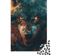 Retrato del Lobo Feroz Paquete De 1000 Piezas Papel Ecológico Entrenamiento Cerebral Portátil Actividad Vinculación Familiar Desafiante Divertido 52x38cm/1000pcs