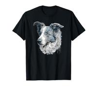 Retrato Floral Azul Merle Border Collie Camiseta